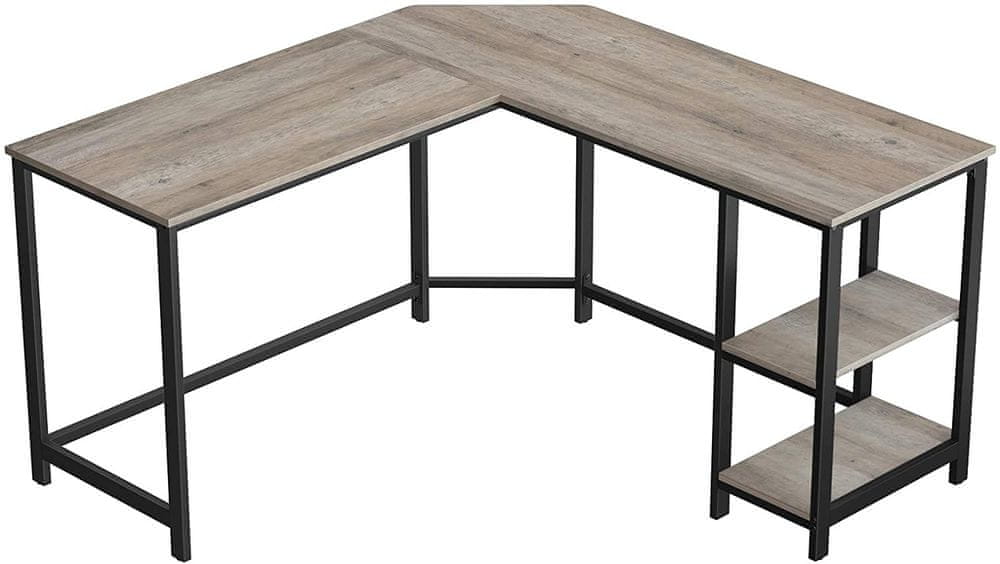 Artenat Rohový pracovný stôl Ivy, 138 cm, šedá / čierna